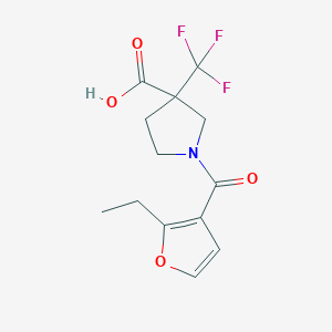 molecular formula C13H14F3NO4 B6633163 1-(2-Ethylfuran-3-carbonyl)-3-(trifluoromethyl)pyrrolidine-3-carboxylic acid 