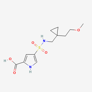 molecular formula C12H18N2O5S B6633187 4-[[1-(2-methoxyethyl)cyclopropyl]methylsulfamoyl]-1H-pyrrole-2-carboxylic acid 