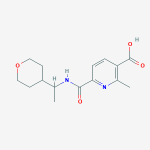 molecular formula C15H20N2O4 B6633196 2-Methyl-6-[1-(oxan-4-yl)ethylcarbamoyl]pyridine-3-carboxylic acid 