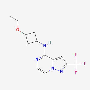 molecular formula C13H15F3N4O B6633208 N-(3-ethoxycyclobutyl)-2-(trifluoromethyl)pyrazolo[1,5-a]pyrazin-4-amine 