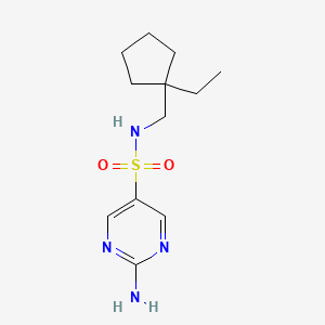 molecular formula C12H20N4O2S B6633231 2-amino-N-[(1-ethylcyclopentyl)methyl]pyrimidine-5-sulfonamide 