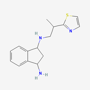 molecular formula C15H19N3S B6633235 3-N-[2-(1,3-thiazol-2-yl)propyl]-2,3-dihydro-1H-indene-1,3-diamine 