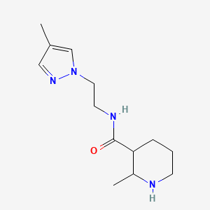 molecular formula C13H22N4O B6633252 2-methyl-N-[2-(4-methylpyrazol-1-yl)ethyl]piperidine-3-carboxamide 