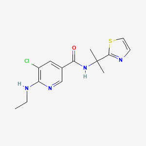 molecular formula C14H17ClN4OS B6633261 5-chloro-6-(ethylamino)-N-[2-(1,3-thiazol-2-yl)propan-2-yl]pyridine-3-carboxamide 