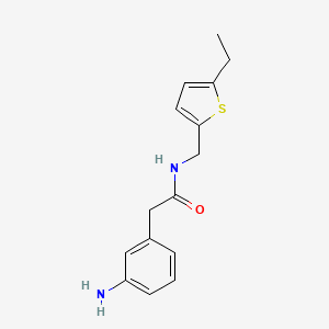molecular formula C15H18N2OS B6633291 2-(3-aminophenyl)-N-[(5-ethylthiophen-2-yl)methyl]acetamide 