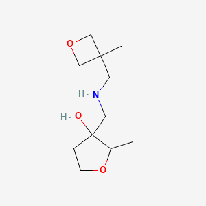 molecular formula C11H21NO3 B6633294 2-Methyl-3-[[(3-methyloxetan-3-yl)methylamino]methyl]oxolan-3-ol 