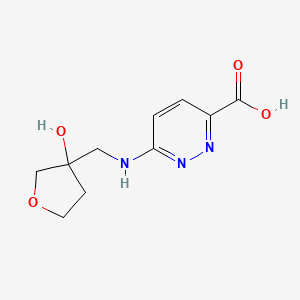 molecular formula C10H13N3O4 B6633300 6-[(3-Hydroxyoxolan-3-yl)methylamino]pyridazine-3-carboxylic acid 
