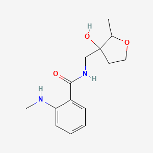 molecular formula C14H20N2O3 B6633305 N-[(3-hydroxy-2-methyloxolan-3-yl)methyl]-2-(methylamino)benzamide 