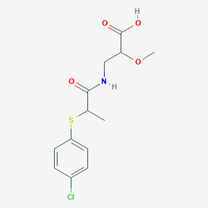 molecular formula C13H16ClNO4S B6633326 3-[2-(4-Chlorophenyl)sulfanylpropanoylamino]-2-methoxypropanoic acid 
