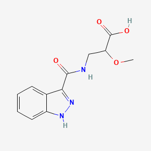 molecular formula C12H13N3O4 B6633344 3-(1H-indazole-3-carbonylamino)-2-methoxypropanoic acid 