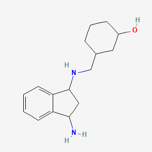 molecular formula C16H24N2O B6633348 3-[[(3-amino-2,3-dihydro-1H-inden-1-yl)amino]methyl]cyclohexan-1-ol 