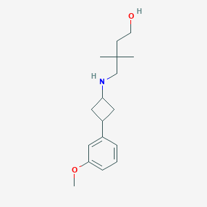 molecular formula C17H27NO2 B6633368 4-[[3-(3-Methoxyphenyl)cyclobutyl]amino]-3,3-dimethylbutan-1-ol 