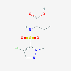 molecular formula C8H12ClN3O4S B6633374 2-[(4-Chloro-2-methylpyrazol-3-yl)sulfonylamino]butanoic acid 