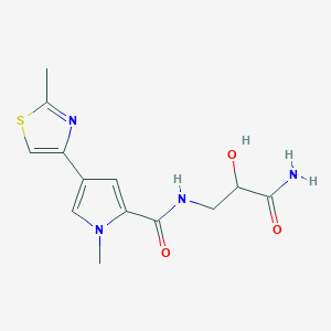 molecular formula C13H16N4O3S B6633391 N-(3-amino-2-hydroxy-3-oxopropyl)-1-methyl-4-(2-methyl-1,3-thiazol-4-yl)pyrrole-2-carboxamide 