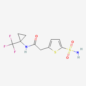molecular formula C10H11F3N2O3S2 B6633426 2-(5-sulfamoylthiophen-2-yl)-N-[1-(trifluoromethyl)cyclopropyl]acetamide 