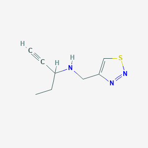 molecular formula C8H11N3S B6633429 N-(thiadiazol-4-ylmethyl)pent-1-yn-3-amine 
