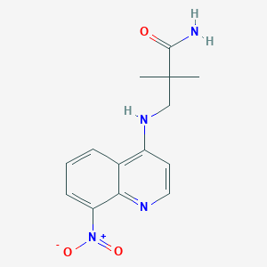 molecular formula C14H16N4O3 B6633464 2,2-Dimethyl-3-[(8-nitroquinolin-4-yl)amino]propanamide 