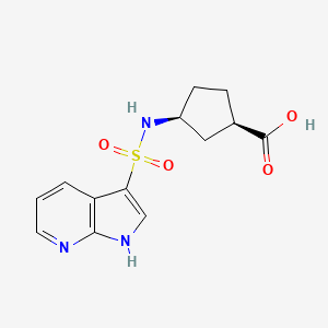 molecular formula C13H15N3O4S B6633495 (1R,3S)-3-(1H-pyrrolo[2,3-b]pyridin-3-ylsulfonylamino)cyclopentane-1-carboxylic acid 