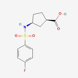 molecular formula C12H14FNO4S B6633508 (1R,3S)-3-[(4-fluorophenyl)sulfonylamino]cyclopentane-1-carboxylic acid 