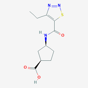 molecular formula C11H15N3O3S B6633515 (1R,3S)-3-[(4-ethylthiadiazole-5-carbonyl)amino]cyclopentane-1-carboxylic acid 