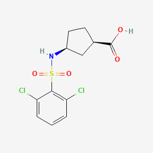 molecular formula C12H13Cl2NO4S B6633527 (1R,3S)-3-[(2,6-dichlorophenyl)sulfonylamino]cyclopentane-1-carboxylic acid 