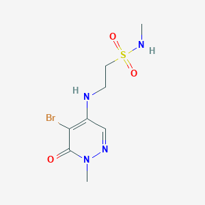 molecular formula C8H13BrN4O3S B6633548 2-[(5-bromo-1-methyl-6-oxopyridazin-4-yl)amino]-N-methylethanesulfonamide 