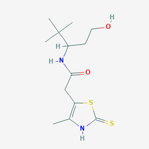 molecular formula C13H22N2O2S2 B6633577 N-(1-hydroxy-4,4-dimethylpentan-3-yl)-2-(4-methyl-2-sulfanylidene-3H-1,3-thiazol-5-yl)acetamide 