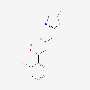 molecular formula C13H15FN2O2 B6633579 1-(2-Fluorophenyl)-2-[(5-methyl-1,3-oxazol-2-yl)methylamino]ethanol 