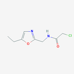 molecular formula C8H11ClN2O2 B6633594 2-chloro-N-[(5-ethyl-1,3-oxazol-2-yl)methyl]acetamide 