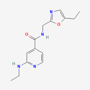 molecular formula C14H18N4O2 B6633606 2-(ethylamino)-N-[(5-ethyl-1,3-oxazol-2-yl)methyl]pyridine-4-carboxamide 