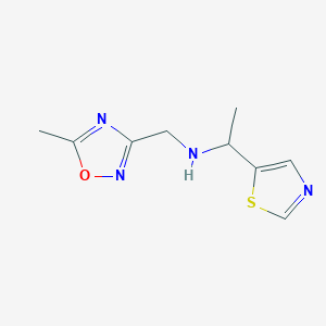 molecular formula C9H12N4OS B6633608 N-[(5-methyl-1,2,4-oxadiazol-3-yl)methyl]-1-(1,3-thiazol-5-yl)ethanamine 