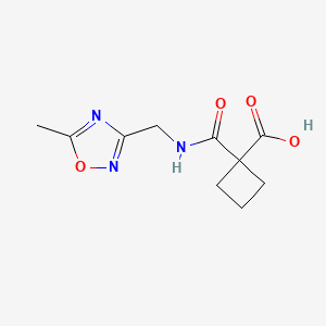 molecular formula C10H13N3O4 B6633626 1-[(5-Methyl-1,2,4-oxadiazol-3-yl)methylcarbamoyl]cyclobutane-1-carboxylic acid 