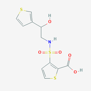 molecular formula C11H11NO5S3 B6633657 3-[(2-Hydroxy-2-thiophen-3-ylethyl)sulfamoyl]thiophene-2-carboxylic acid 