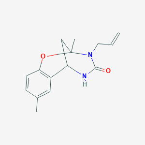 molecular formula C15H18N2O2 B6633660 4,9-Dimethyl-10-prop-2-enyl-8-oxa-10,12-diazatricyclo[7.3.1.02,7]trideca-2(7),3,5-trien-11-one 