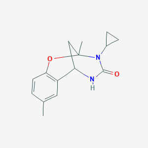 molecular formula C15H18N2O2 B6633662 10-Cyclopropyl-4,9-dimethyl-8-oxa-10,12-diazatricyclo[7.3.1.02,7]trideca-2(7),3,5-trien-11-one 