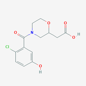 molecular formula C13H14ClNO5 B6633724 2-[4-(2-Chloro-5-hydroxybenzoyl)morpholin-2-yl]acetic acid 