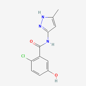 molecular formula C11H10ClN3O2 B6633730 2-chloro-5-hydroxy-N-(5-methyl-1H-pyrazol-3-yl)benzamide 