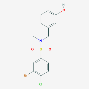 molecular formula C14H13BrClNO3S B6633754 3-bromo-4-chloro-N-[(3-hydroxyphenyl)methyl]-N-methylbenzenesulfonamide 