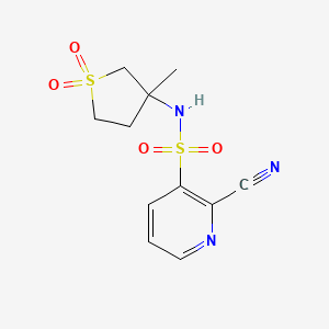 molecular formula C11H13N3O4S2 B6633757 2-cyano-N-(3-methyl-1,1-dioxo-1lambda6-thiolan-3-yl)pyridine-3-sulfonamide 