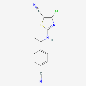 molecular formula C13H9ClN4S B6633788 4-Chloro-2-[1-(4-cyanophenyl)ethylamino]-1,3-thiazole-5-carbonitrile 