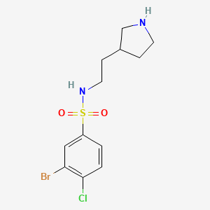 molecular formula C12H16BrClN2O2S B6633798 3-bromo-4-chloro-N-(2-pyrrolidin-3-ylethyl)benzenesulfonamide 