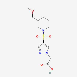 molecular formula C12H19N3O5S B6633809 2-[4-[3-(Methoxymethyl)piperidin-1-yl]sulfonylpyrazol-1-yl]acetic acid 