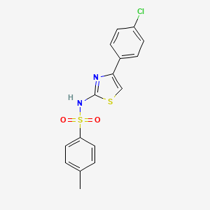 molecular formula C16H13ClN2O2S2 B6633821 N-[4-(4-Chloro-phenyl)-thiazol-2-yl]-4-methyl-benzenesulfonamide 
