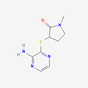 molecular formula C9H12N4OS B6633880 3-(3-Aminopyrazin-2-yl)sulfanyl-1-methylpyrrolidin-2-one 
