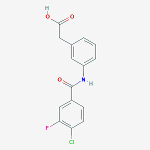 molecular formula C15H11ClFNO3 B6633929 2-[3-[(4-Chloro-3-fluorobenzoyl)amino]phenyl]acetic acid 