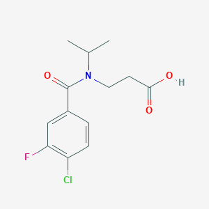 molecular formula C13H15ClFNO3 B6633942 3-[(4-Chloro-3-fluorobenzoyl)-propan-2-ylamino]propanoic acid 