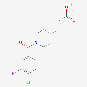 molecular formula C15H17ClFNO3 B6633950 3-[1-(4-Chloro-3-fluorobenzoyl)piperidin-4-yl]propanoic acid 