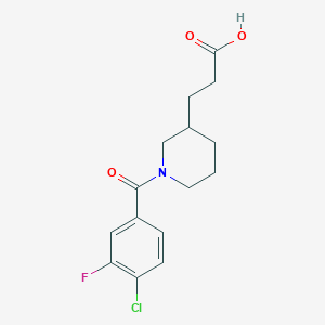 molecular formula C15H17ClFNO3 B6633959 3-[1-(4-Chloro-3-fluorobenzoyl)piperidin-3-yl]propanoic acid 
