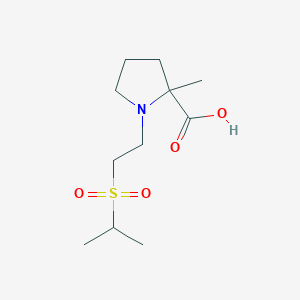 molecular formula C11H21NO4S B6633982 2-Methyl-1-(2-propan-2-ylsulfonylethyl)pyrrolidine-2-carboxylic acid 