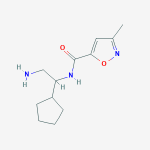 molecular formula C12H19N3O2 B6633989 N-(2-amino-1-cyclopentylethyl)-3-methyl-1,2-oxazole-5-carboxamide 
